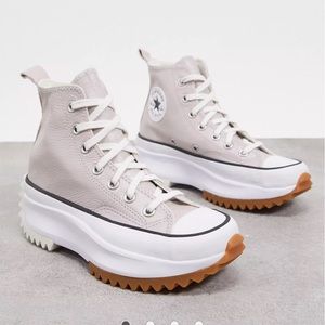 Converse Run Star Hike Hi Leather Sneakers Silver